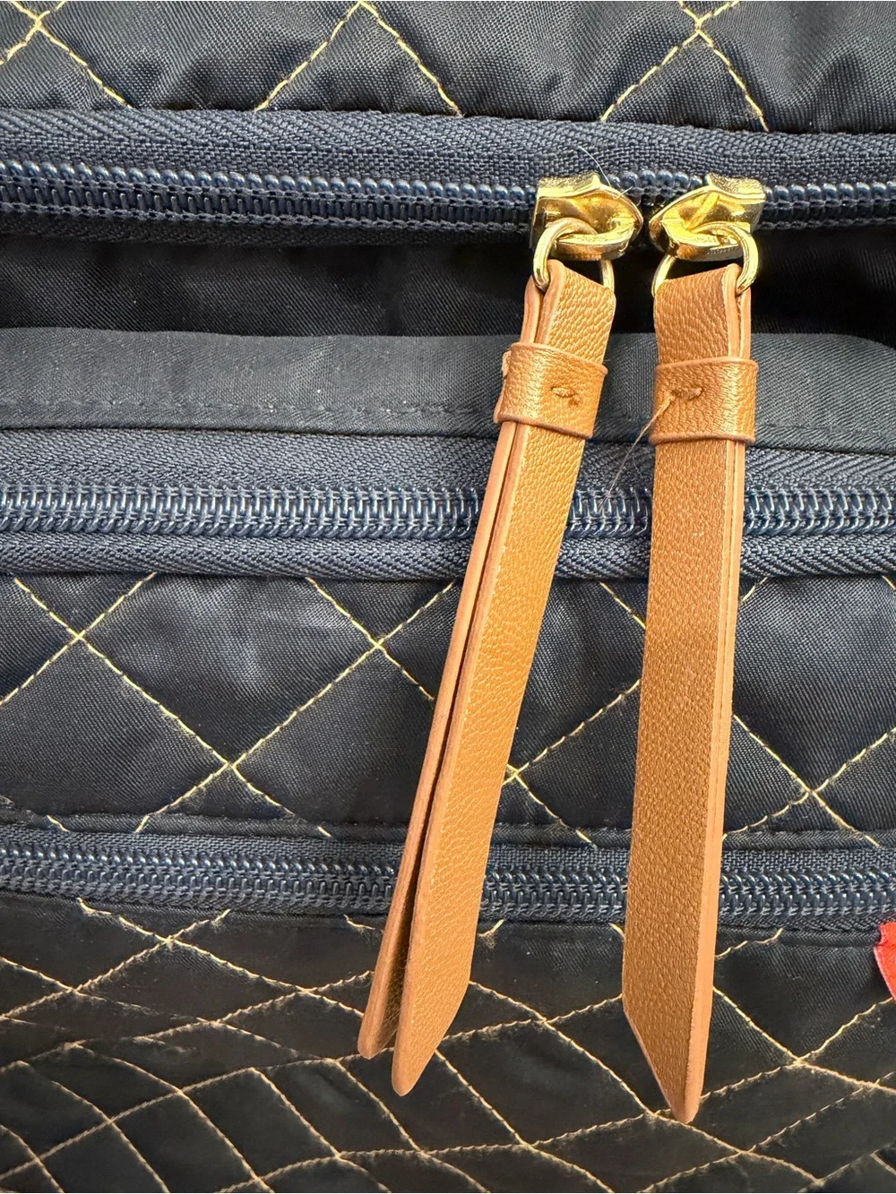 Skip Hop Navy Quilted Backpack with Tan Accents